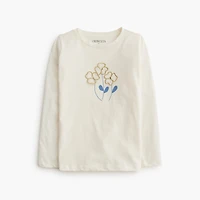 Girls' flower-appliqué graphic tee