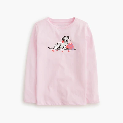 Girls' Dalmatian dog with roses graphic tee