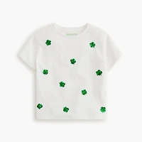 Girls' short-sleeve sequin clovers graphic tee