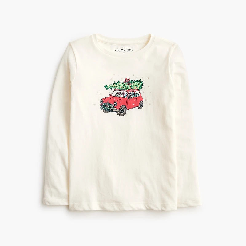 Girls' glitter gifts car long-sleeve graphic tee