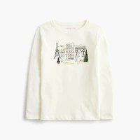 Girls' long-sleeve holiday Paris graphic tee