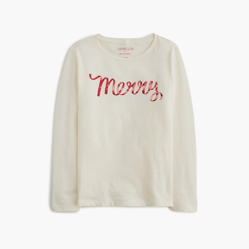 Girls' glitter "merry" graphic tee