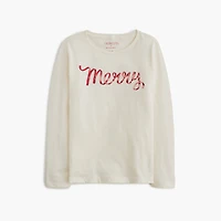 Girls' glitter "merry" graphic tee