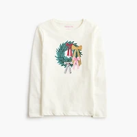 Girls' long-sleeve bow wreath graphic tee