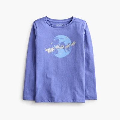 Girls' Santa's sleigh and moon graphic tee