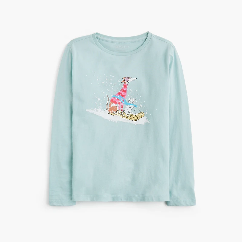 Girls' long-sleeve sled dogs graphic tee