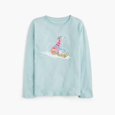 Girls' long-sleeve sled dogs graphic tee