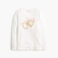 Girls' long-sleeve heart locket graphic tee