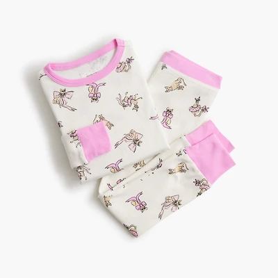Girls' long-sleeve bows and cats pajama set