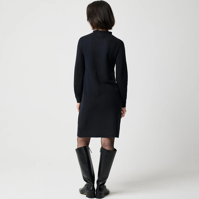 Ruffleneck sweater-dress extra-soft yarn
