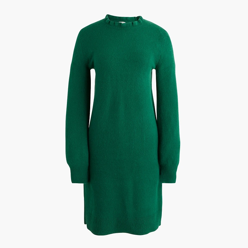 Ruffleneck sweater-dress extra-soft yarn