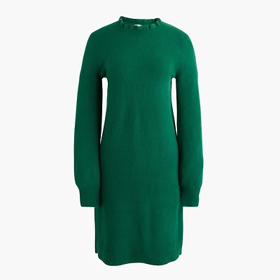 Ruffleneck sweater-dress extra-soft yarn
