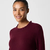 Ruffleneck sweater-dress extra-soft yarn