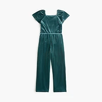 Girls' velvet flutter-sleeve jumpsuit