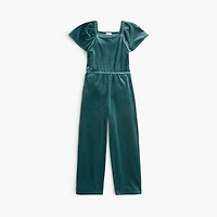 Girls' velvet flutter-sleeve jumpsuit