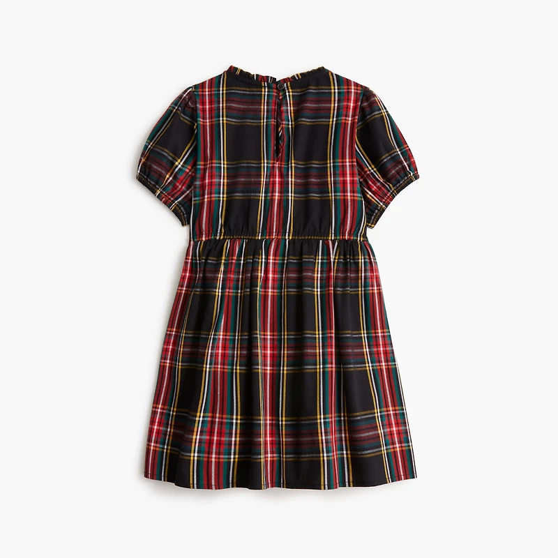Girls' tartan smocked dress