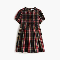 Girls' tartan smocked dress