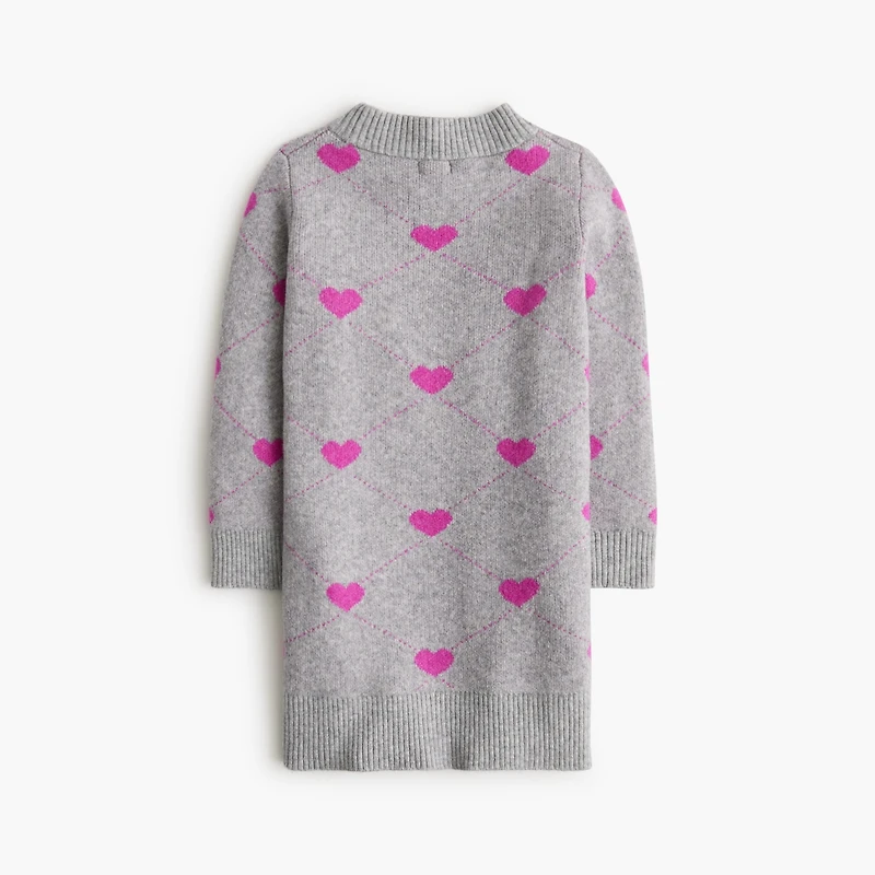 Girls' argyle heart sweater-dress