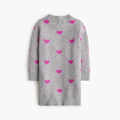 Girls' argyle heart sweater-dress