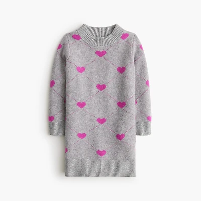 Girls' argyle heart sweater-dress