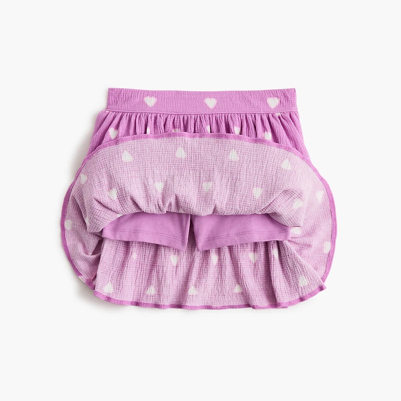 Girls' crinkle-knit tiered heart skirt