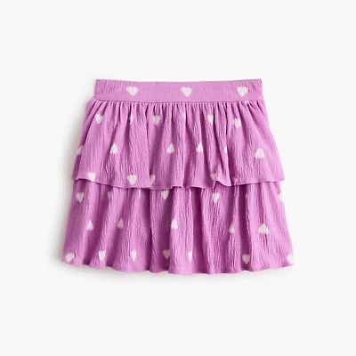 Girls' crinkle-knit tiered heart skirt