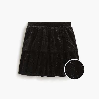 Girls' tiered sparkle-velvet skort