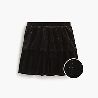 Girls' tiered sparkle-velvet skort