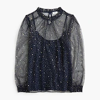 Sparkle tulle ruffleneck top