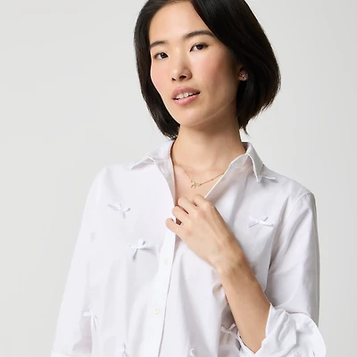 Bow button-up shirt