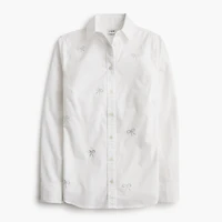 Jeweled-bow button-up shirt