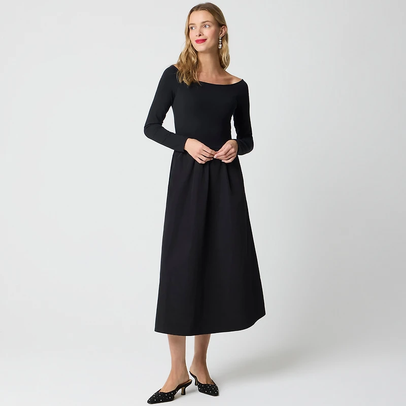 Off-the-shoulder knit mixy dress