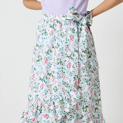 Poplin midi wrap skirt