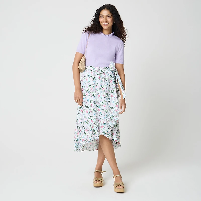 Poplin midi wrap skirt
