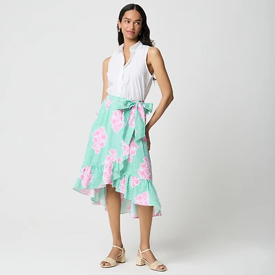 Poplin midi wrap skirt