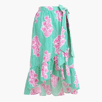 Poplin midi wrap skirt