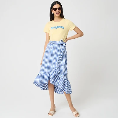 Poplin midi wrap skirt