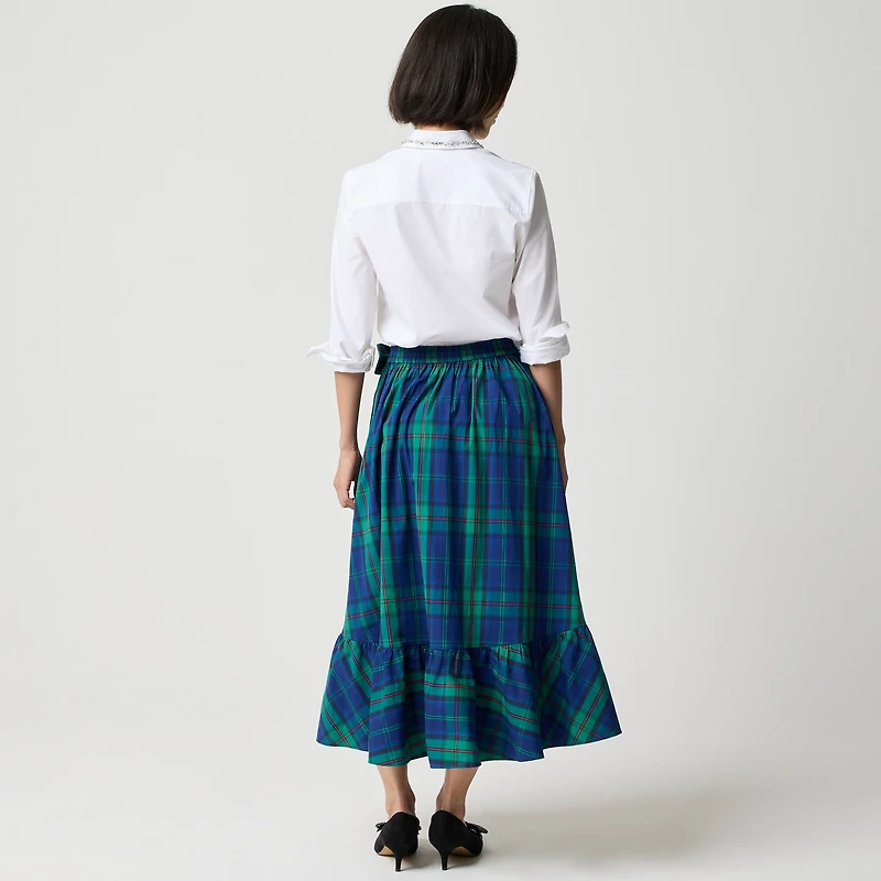 Tartan wrap midi skirt