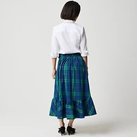 Tartan wrap midi skirt