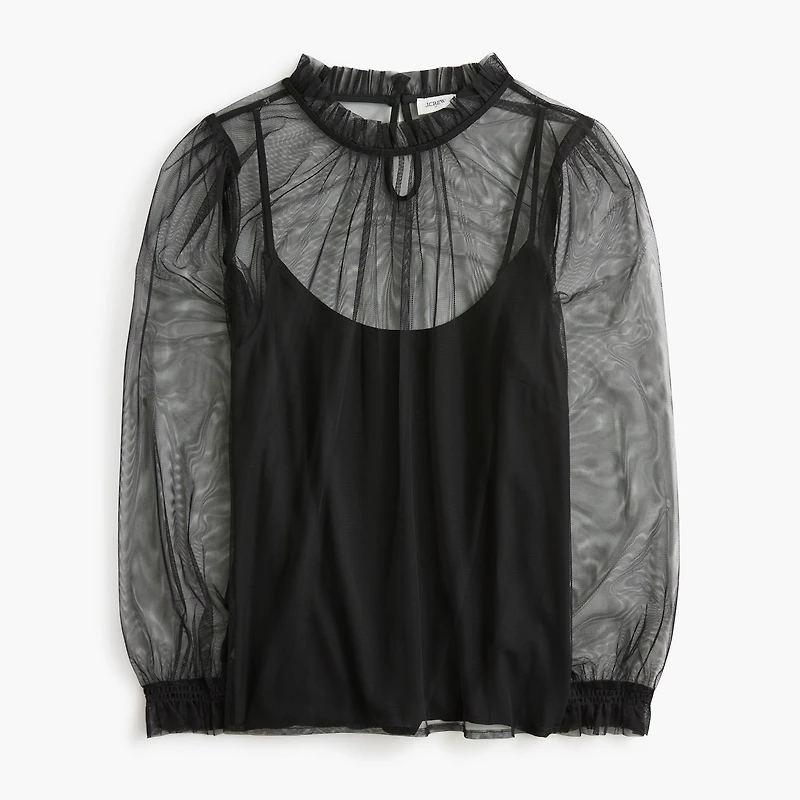 Tulle ruffleneck top