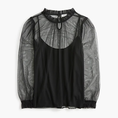 Tulle ruffleneck top