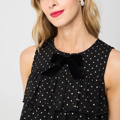 Gold polka dot tiered mini dress