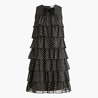 Gold polka dot tiered mini dress