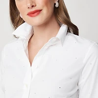 Jewel-embellished button-up shirt