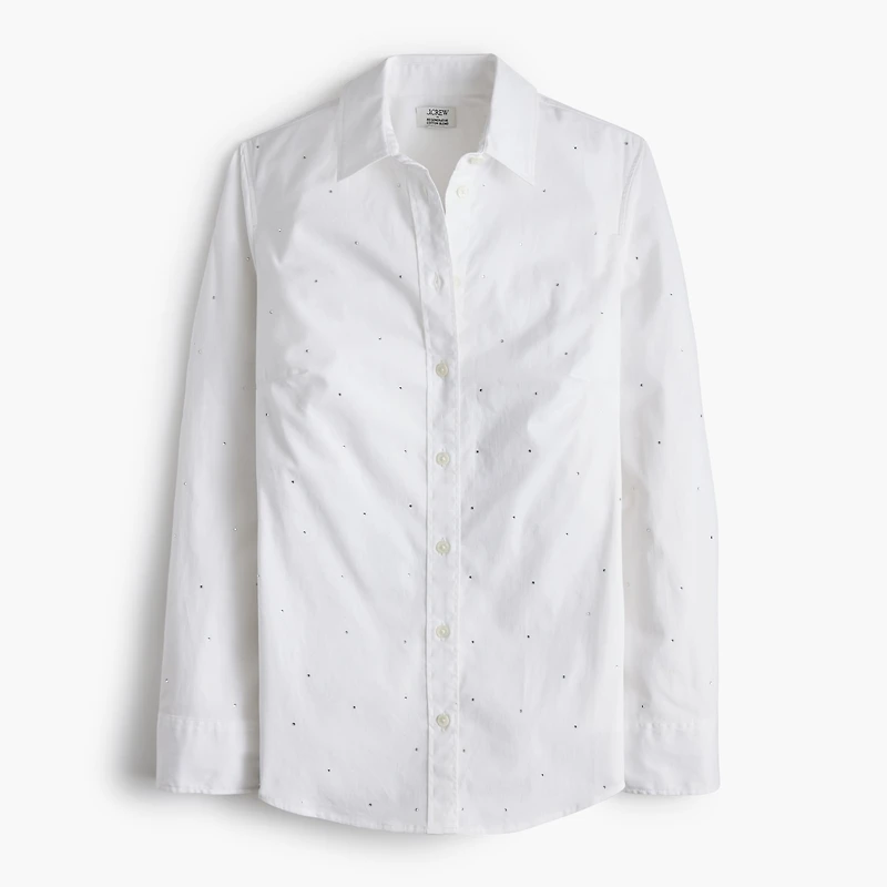 Jewel-embellished button-up shirt
