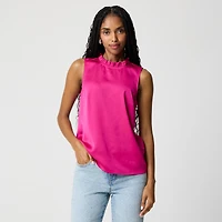 Sleeveless ruffleneck top