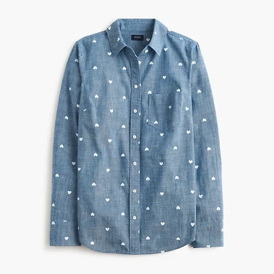 Chambray hearts button-up shirt signature fit