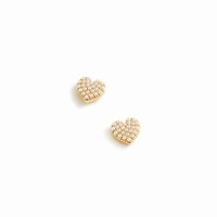 Pavé pearl heart stud earrings