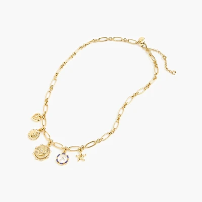 Clustered heart charms chain necklace