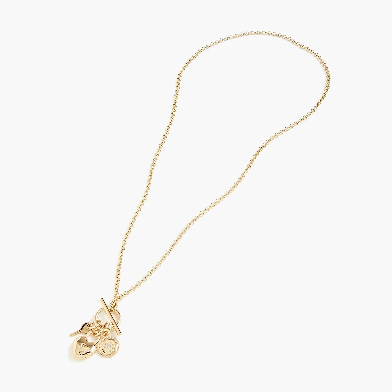 Lock and key charm necklace